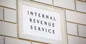 A sign that says " internal revenue service ".