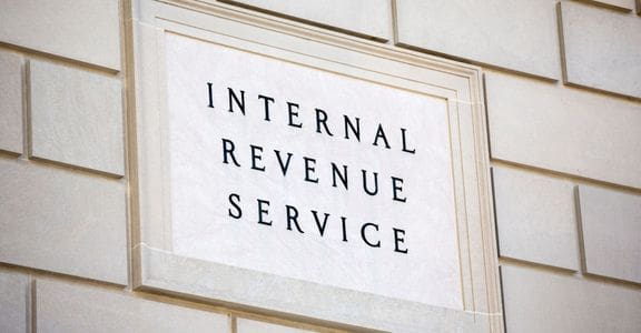 A sign that says " internal revenue service ".