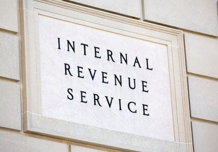 A sign that says " internal revenue service ".